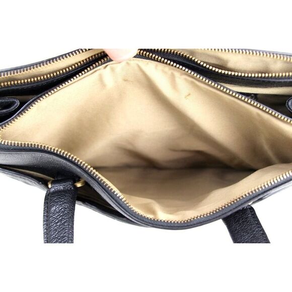 T Tahari BLACK GENUINE LEATHER THREE COMPARTMENTS BUSINESS TOTE SHOULDER BAG - Picture 12 of 16